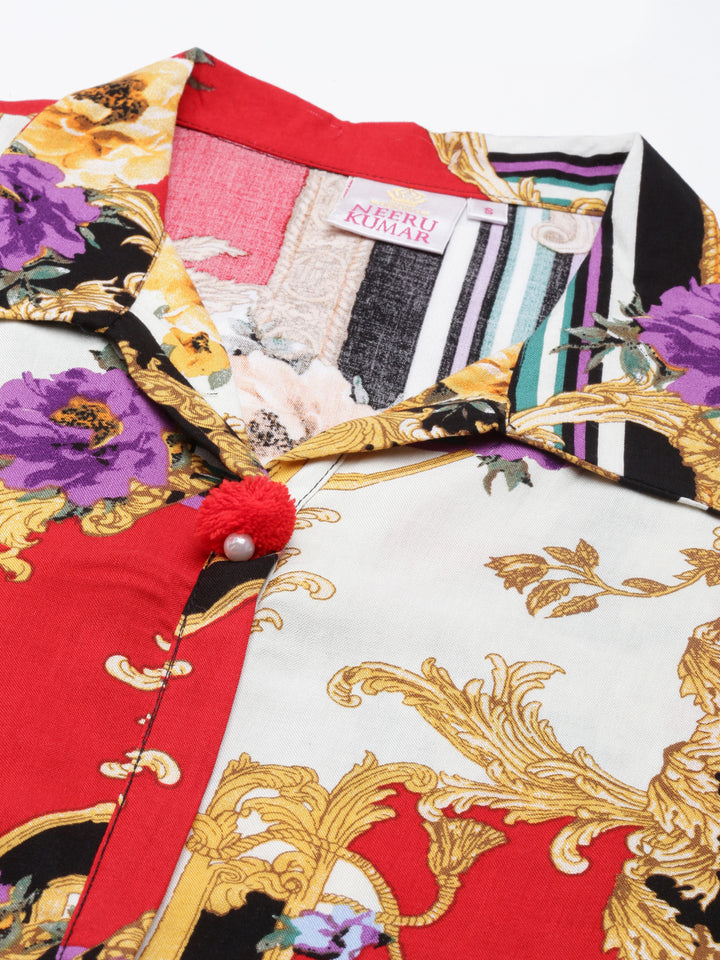 Neerus Black Straight Straight Cotton Silk Kurta