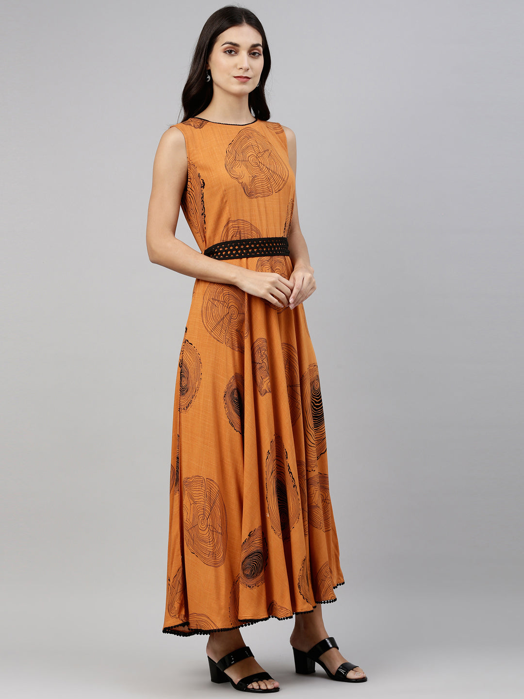 Neerus Orange rayon solid kurti - detail view 1