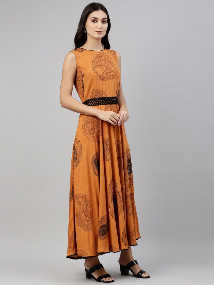 Neerus Orange rayon solid kurti - detail view 1
