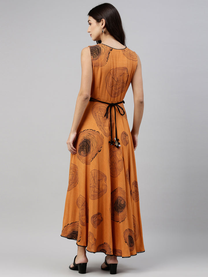 Neerus Orange rayon solid kurti - detail view 2