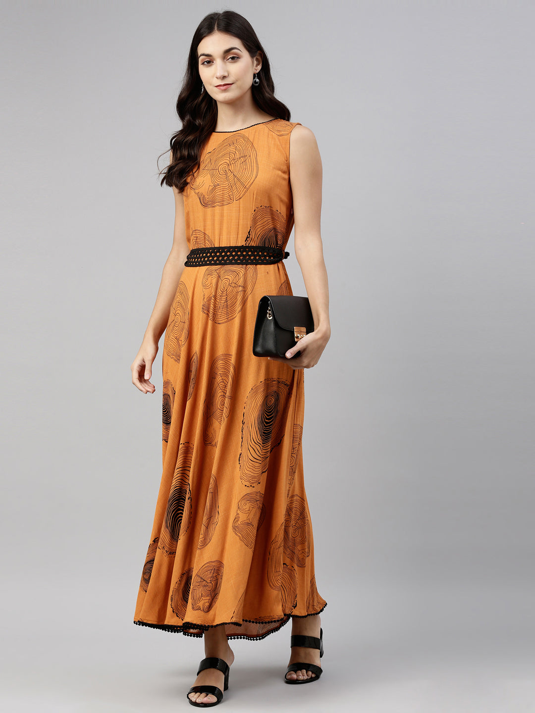 Neerus Orange rayon solid kurti - detail view 3