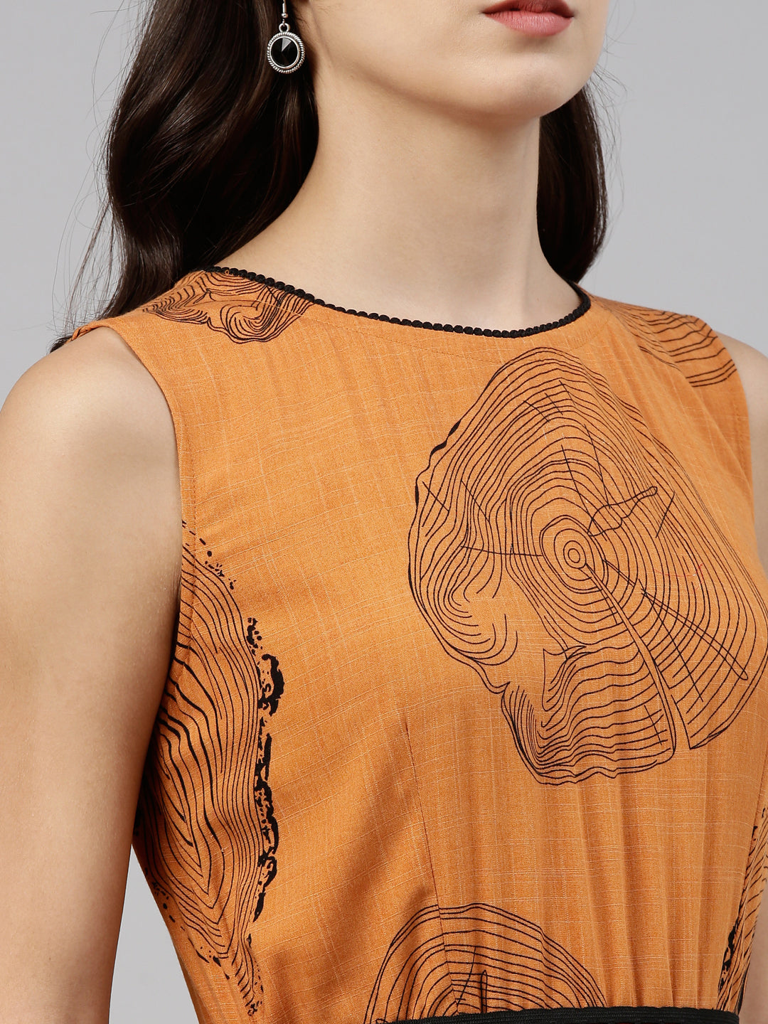 Neerus Orange rayon solid kurti - detail view 4
