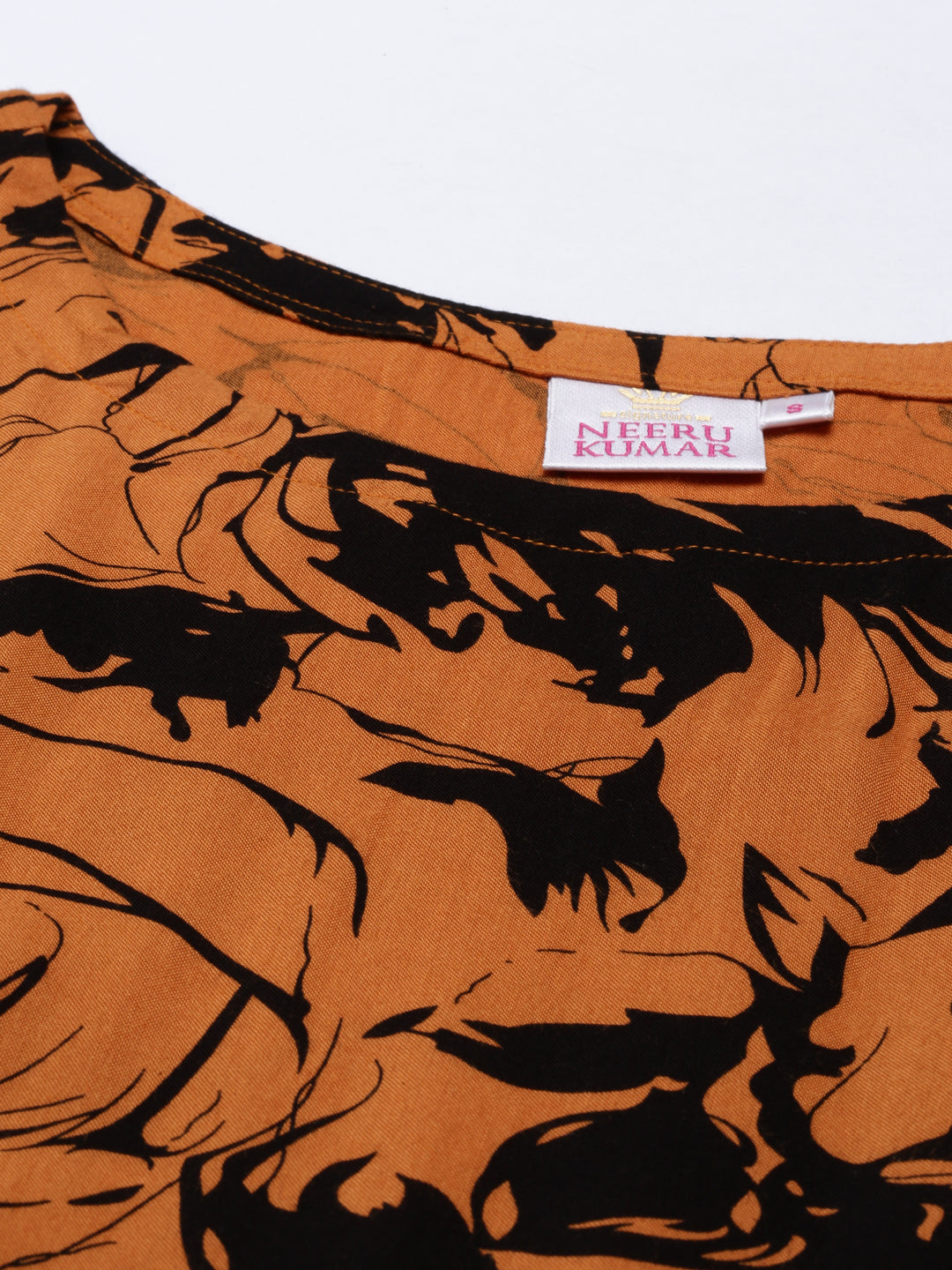 Neerus Rust Color Rayon Fabric Tunic