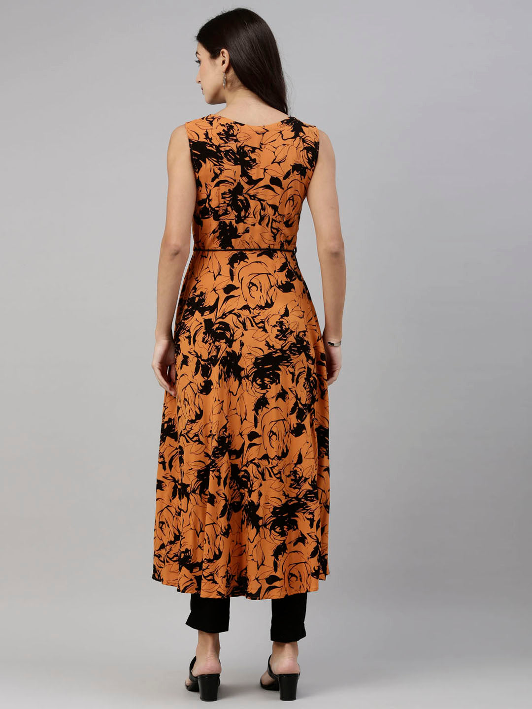 Neerus Rust Color Rayon Fabric Tunic