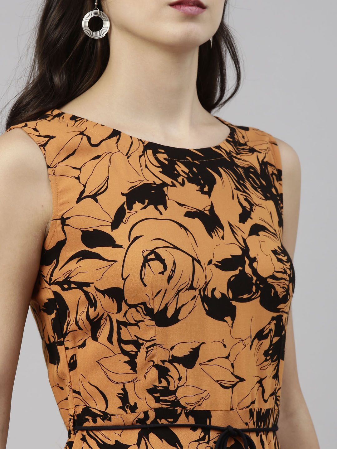 Neerus Rust Color Rayon Fabric Tunic