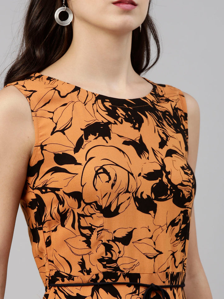 Neerus Rust Color Rayon Fabric Tunic