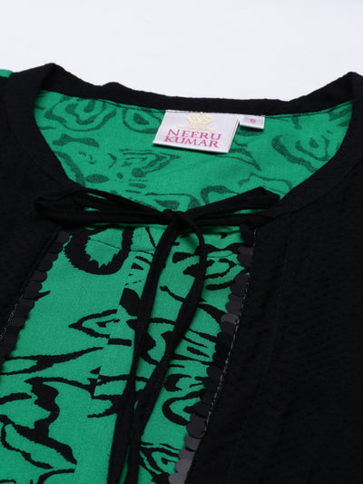Neeru'S Green Color, Rayon Fabric Overcoat