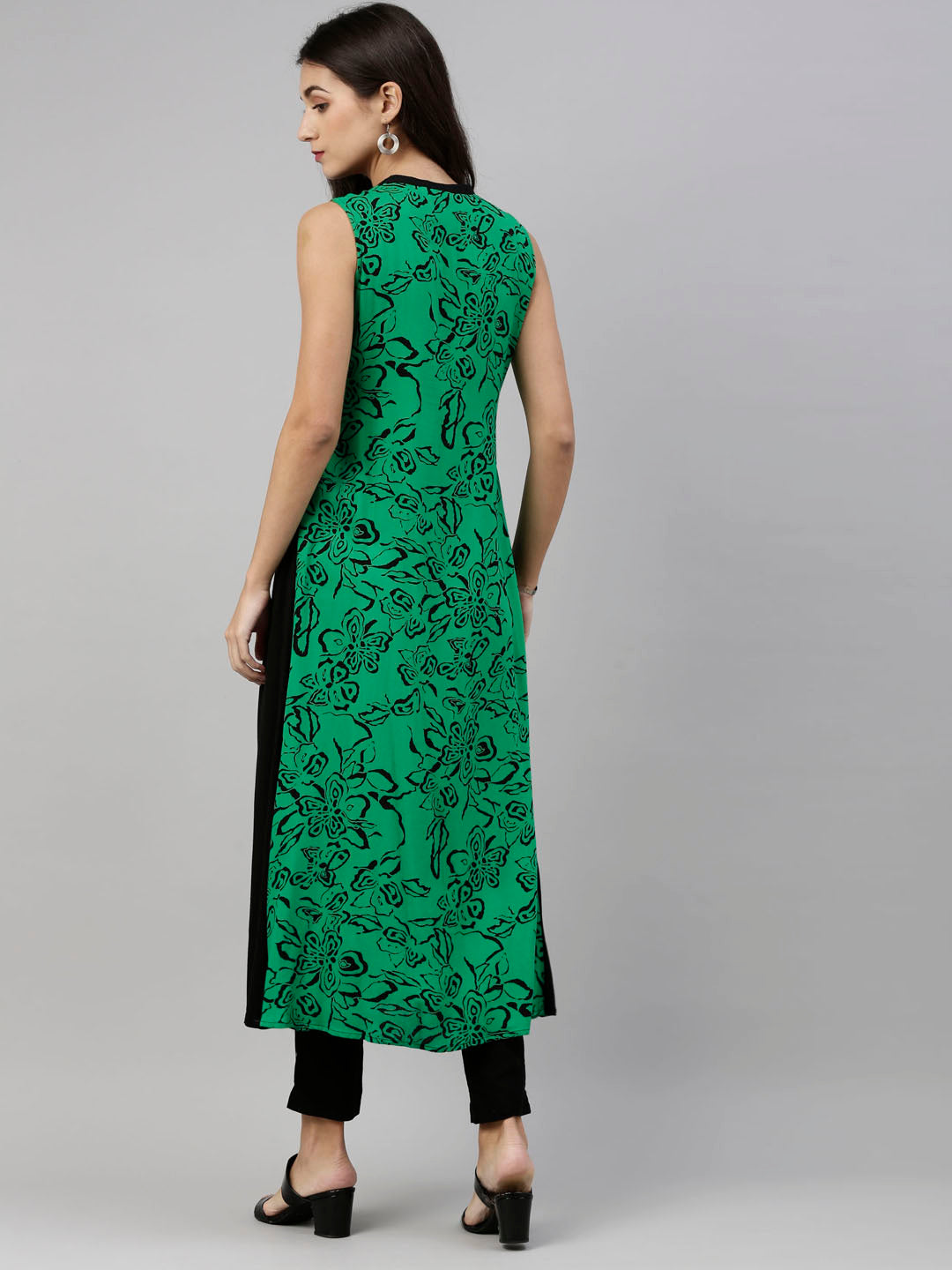 Neerus Green Viscose Rayon Embroidered Kurti - detail view 2