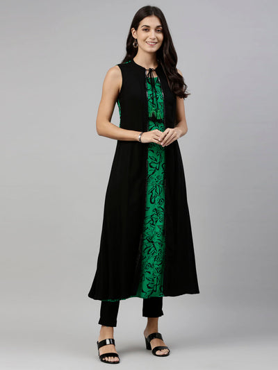 Neeru'S Green Color, Rayon Fabric Overcoat