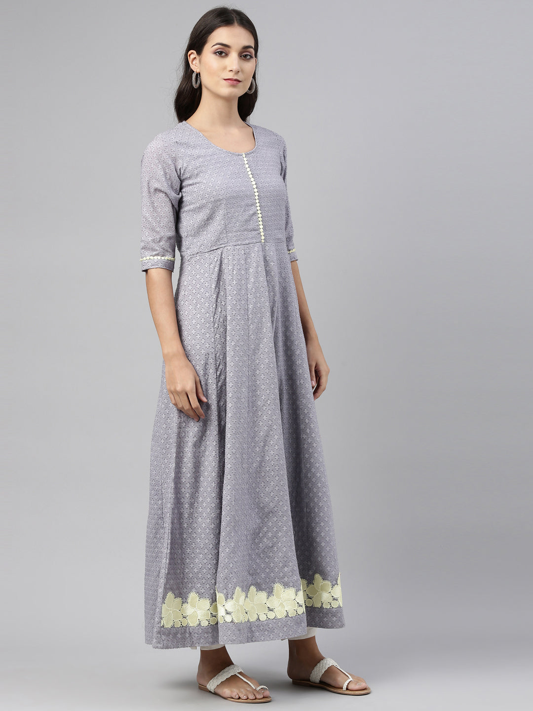 Neeru'S Grey Color, Cotton Fabric Kurtha