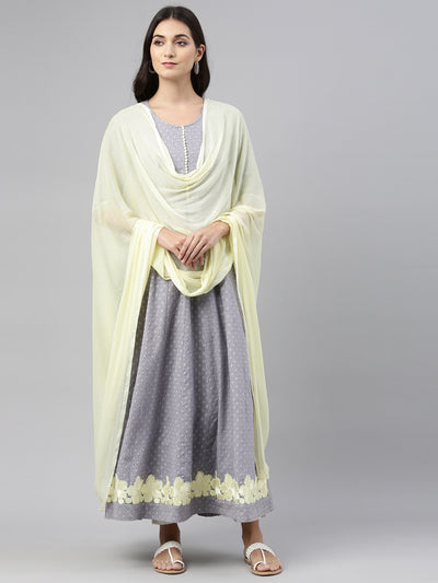 Neeru'S Grey Color, Cotton Fabric Kurtha