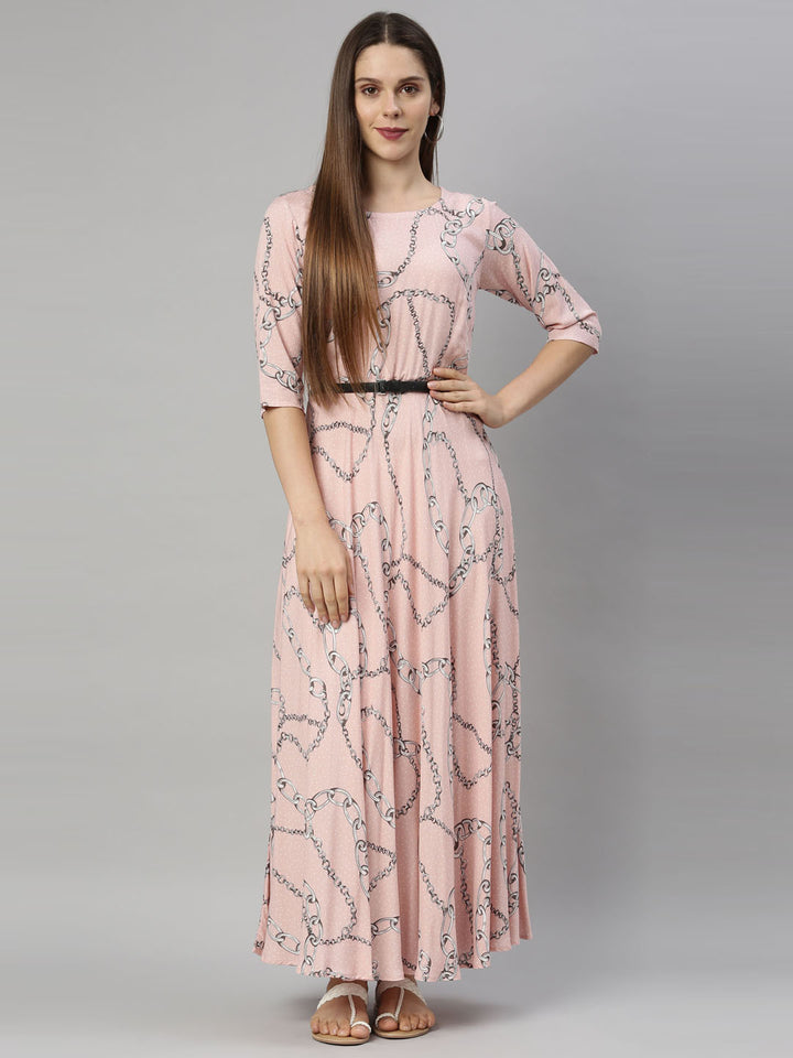 Neerus Peach Color Rayon Fabric Tunic