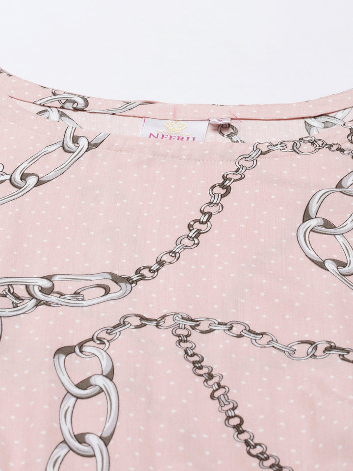 Neerus Peach Color Rayon Fabric Tunic