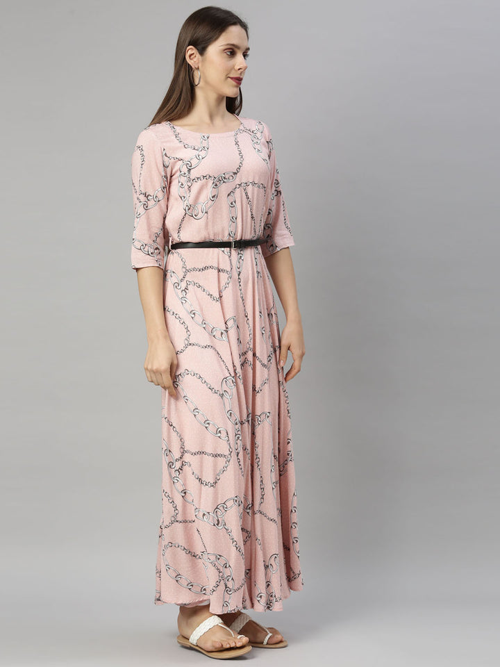 Neerus Peach Color Rayon Fabric Tunic