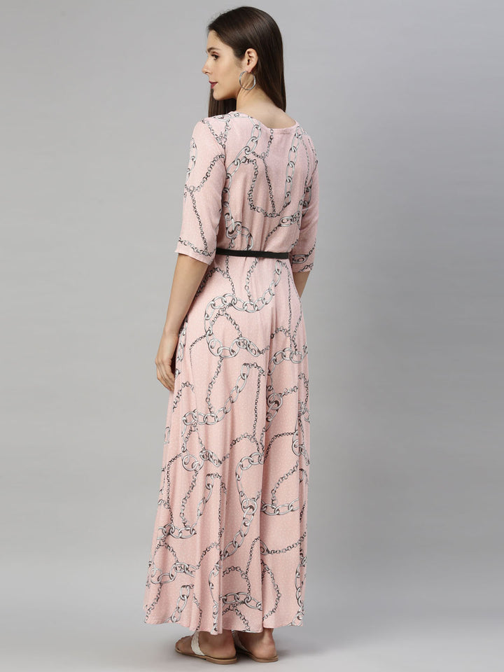 Neerus Peach Color Rayon Fabric Tunic