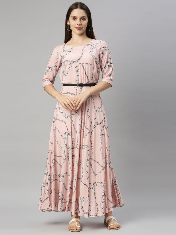 Neerus Peach Color Rayon Fabric Tunic