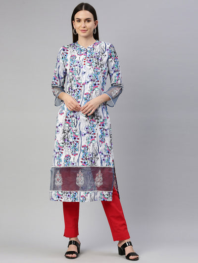 Neeru'S White Color Rayon Fabric Kurta