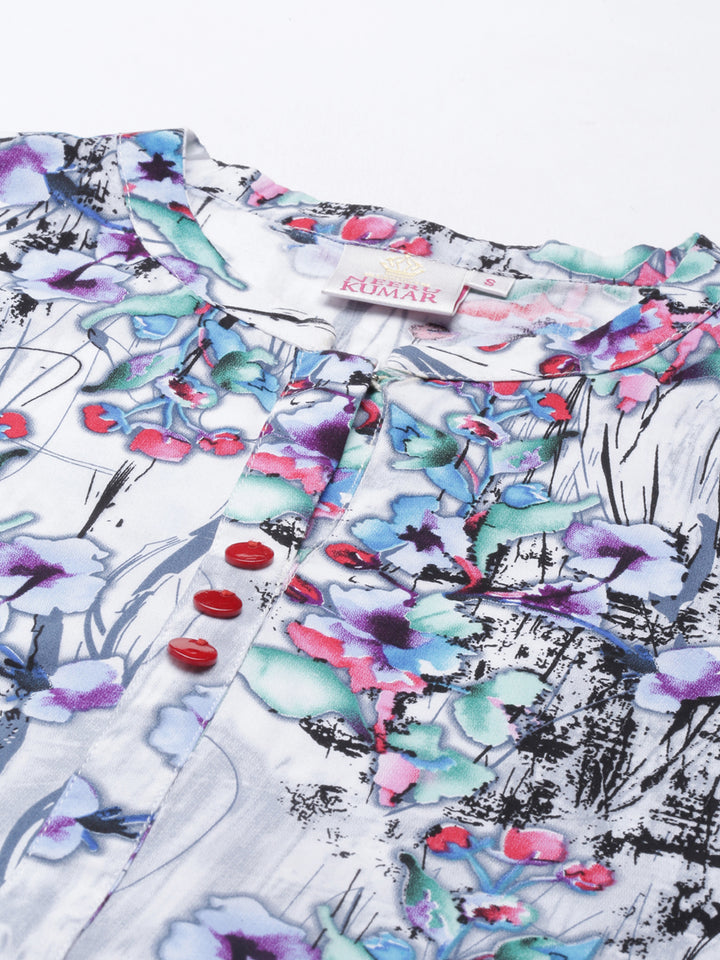 Neerus White Color Rayon Fabric Kurta