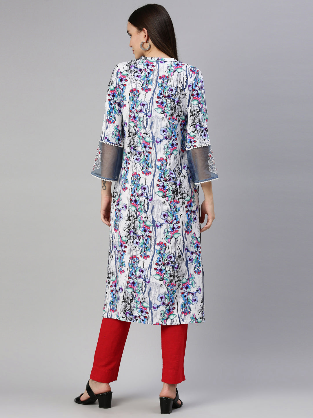 Neerus White Color Rayon Fabric Kurta