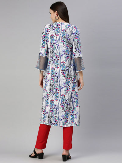 Neeru'S White Color Rayon Fabric Kurta