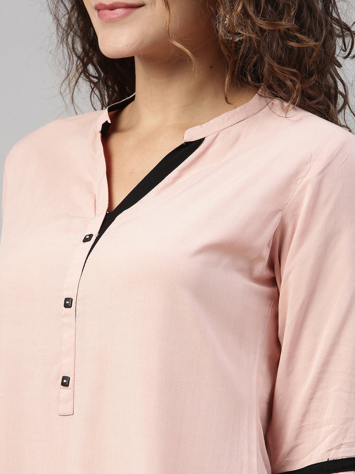 Neerus Peach Color Rayon Fabric Kurta