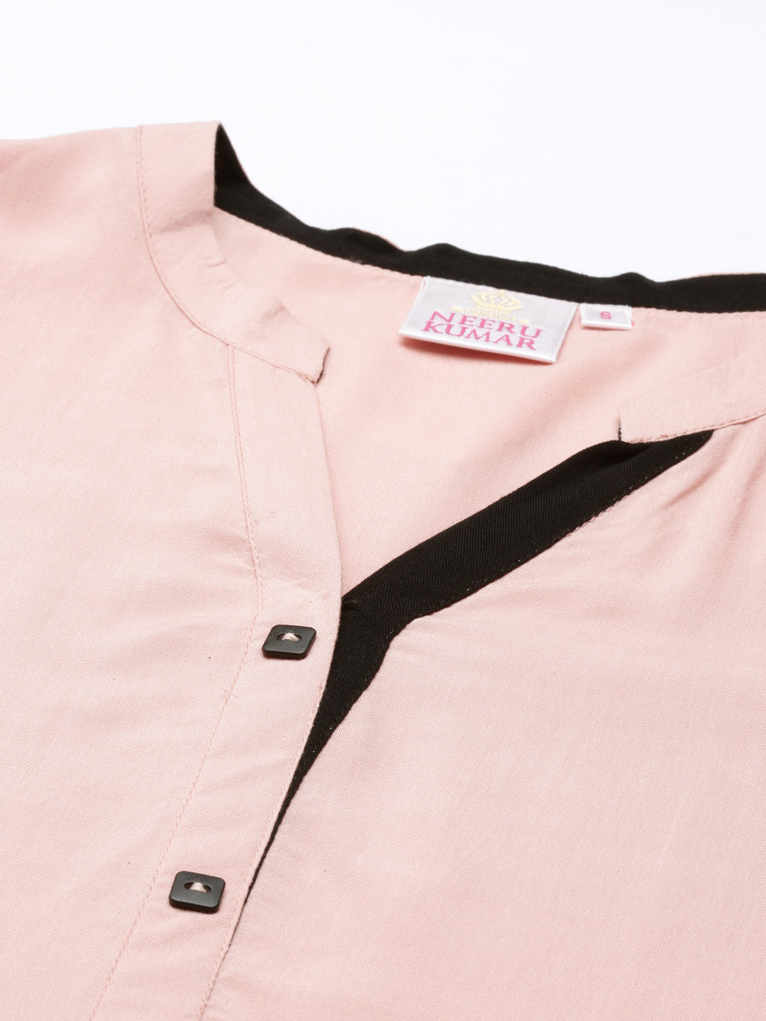 Neerus Peach Color Rayon Fabric Kurta