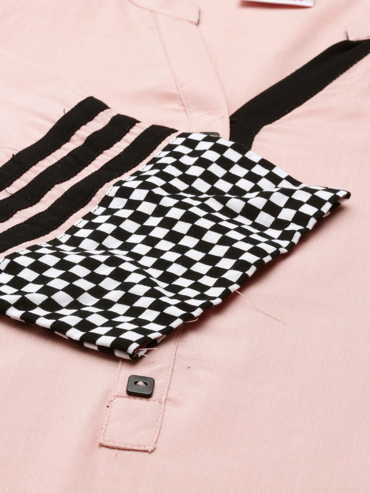 Neerus Peach Color Rayon Fabric Kurta