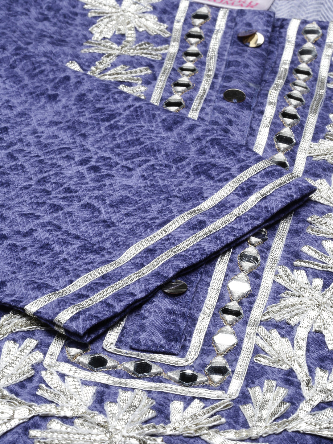 Neerus Blue printed straight kurti - detail view 4
