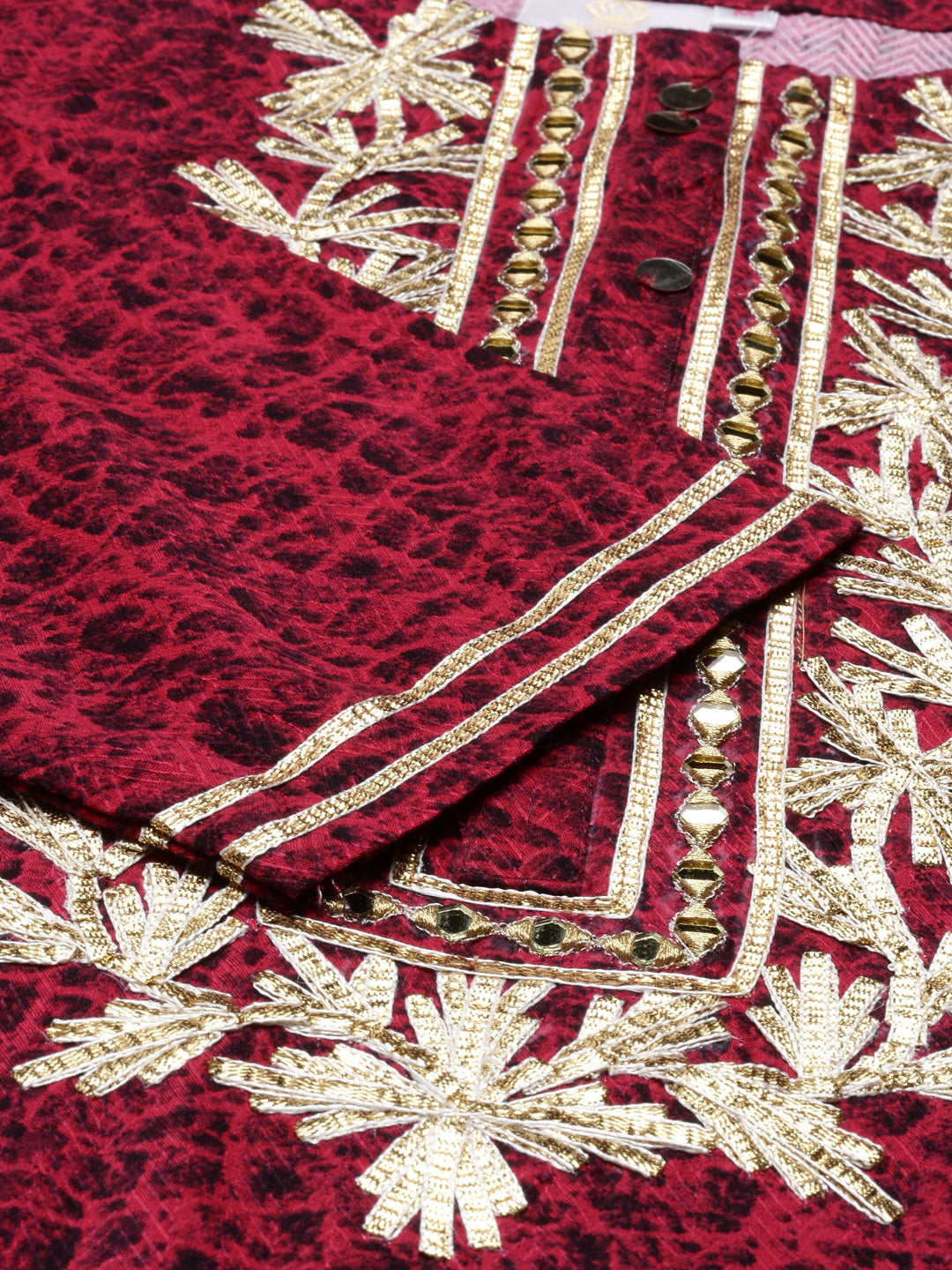 Neerus Rani Pink Color Printed Fabric Kurta