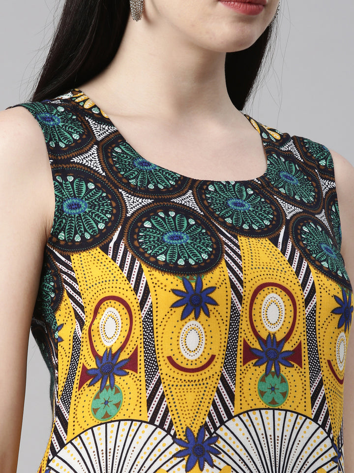 Neerus Yellow rayon solid kurta - detail view 6