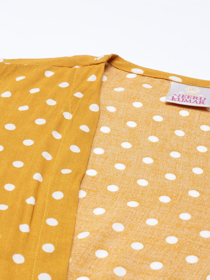 Neerus Yellow rayon solid kurta - side view