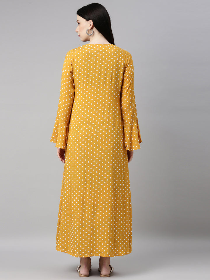 Neerus Yellow rayon solid kurta - detail view 3