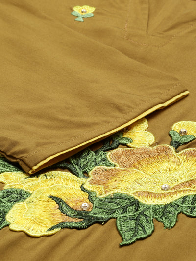Neeru's Khaki Color Rayon Fabric Kurta Set