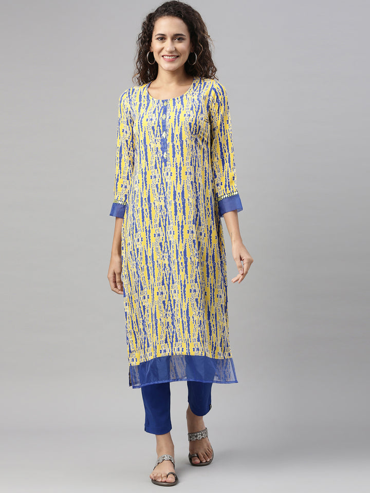 Neerus Yellow Color Rayon Fabric Kurta