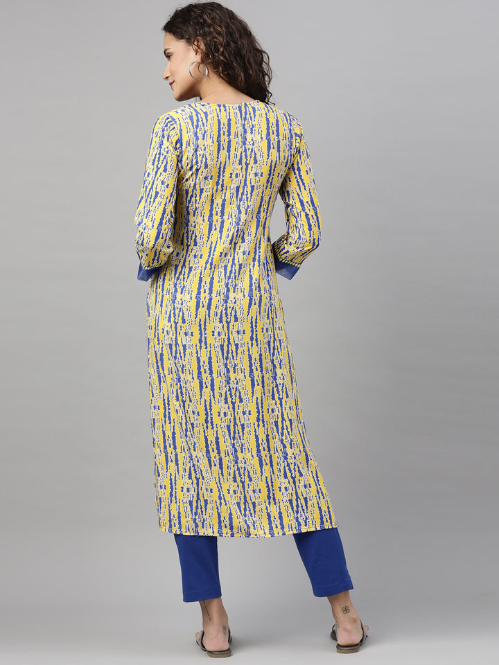 Neerus Yellow Color Rayon Fabric Kurta