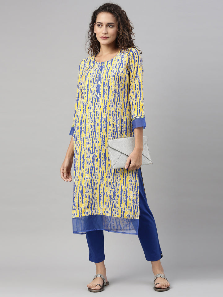 Neerus Yellow Color Rayon Fabric Kurta