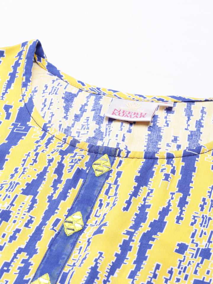 Neerus Yellow Color Rayon Fabric Kurta