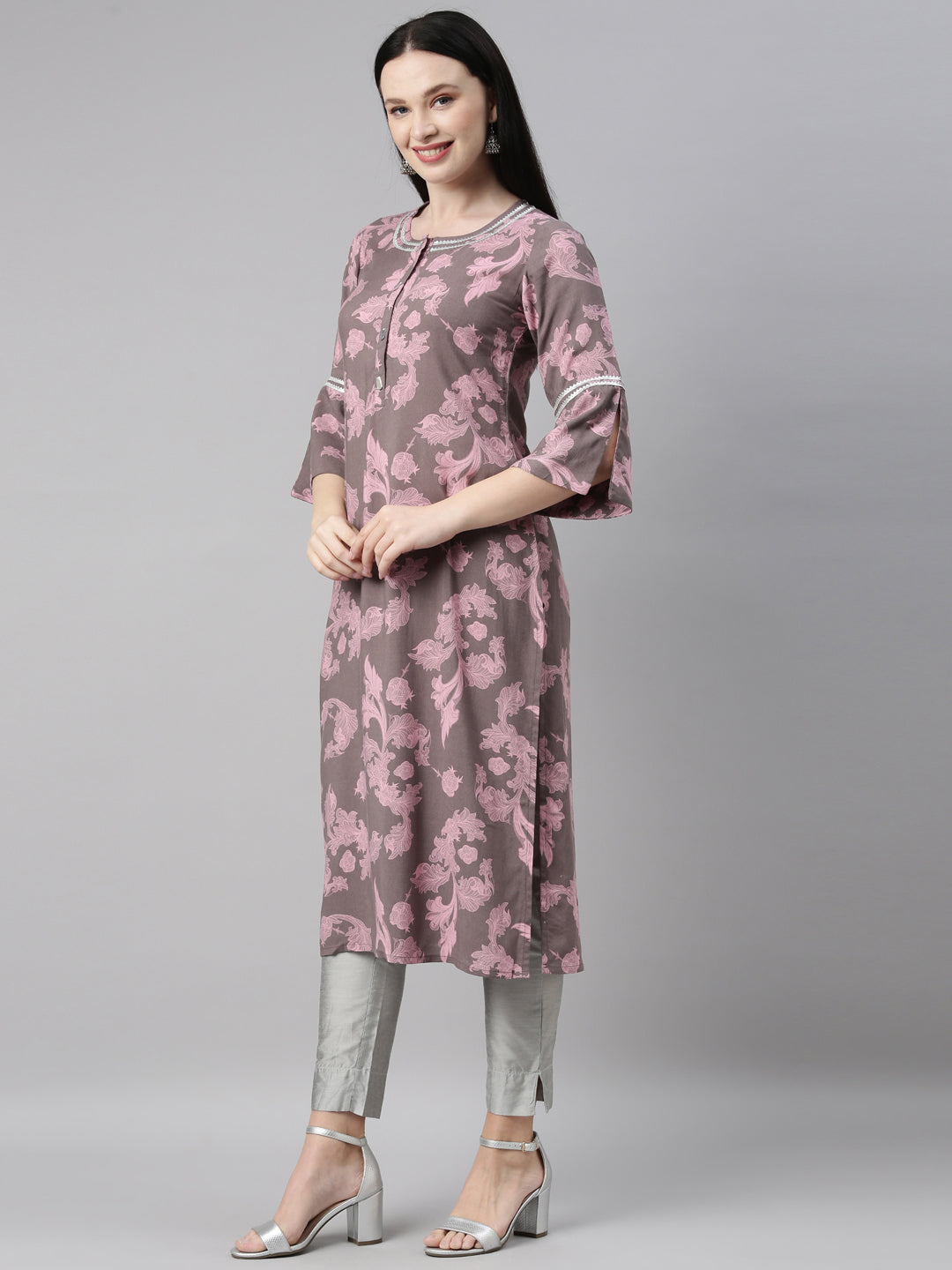 Neerus Mouse Color Rayon Fabric Kurta