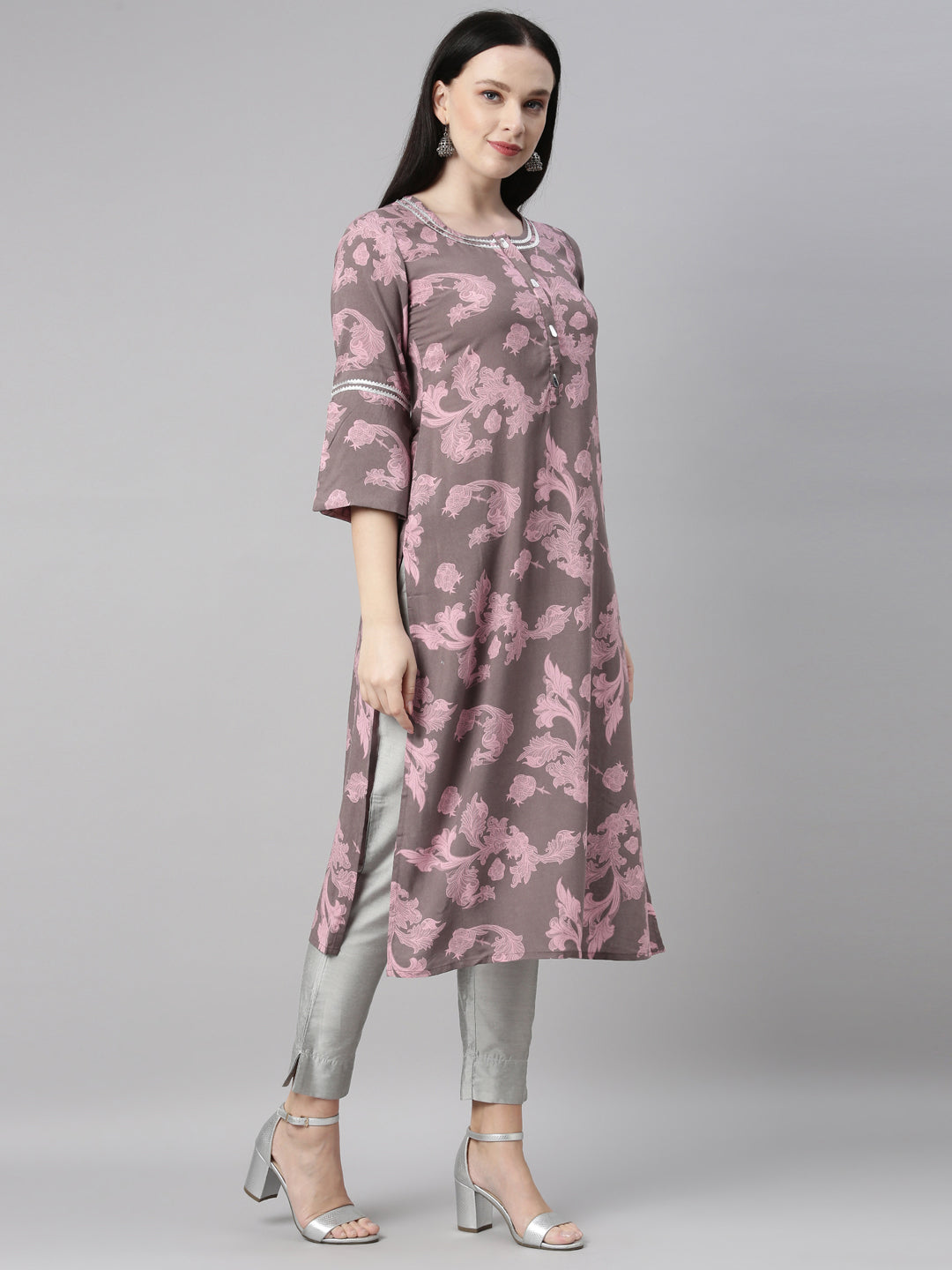 Neerus Mouse Color Rayon Fabric Kurta