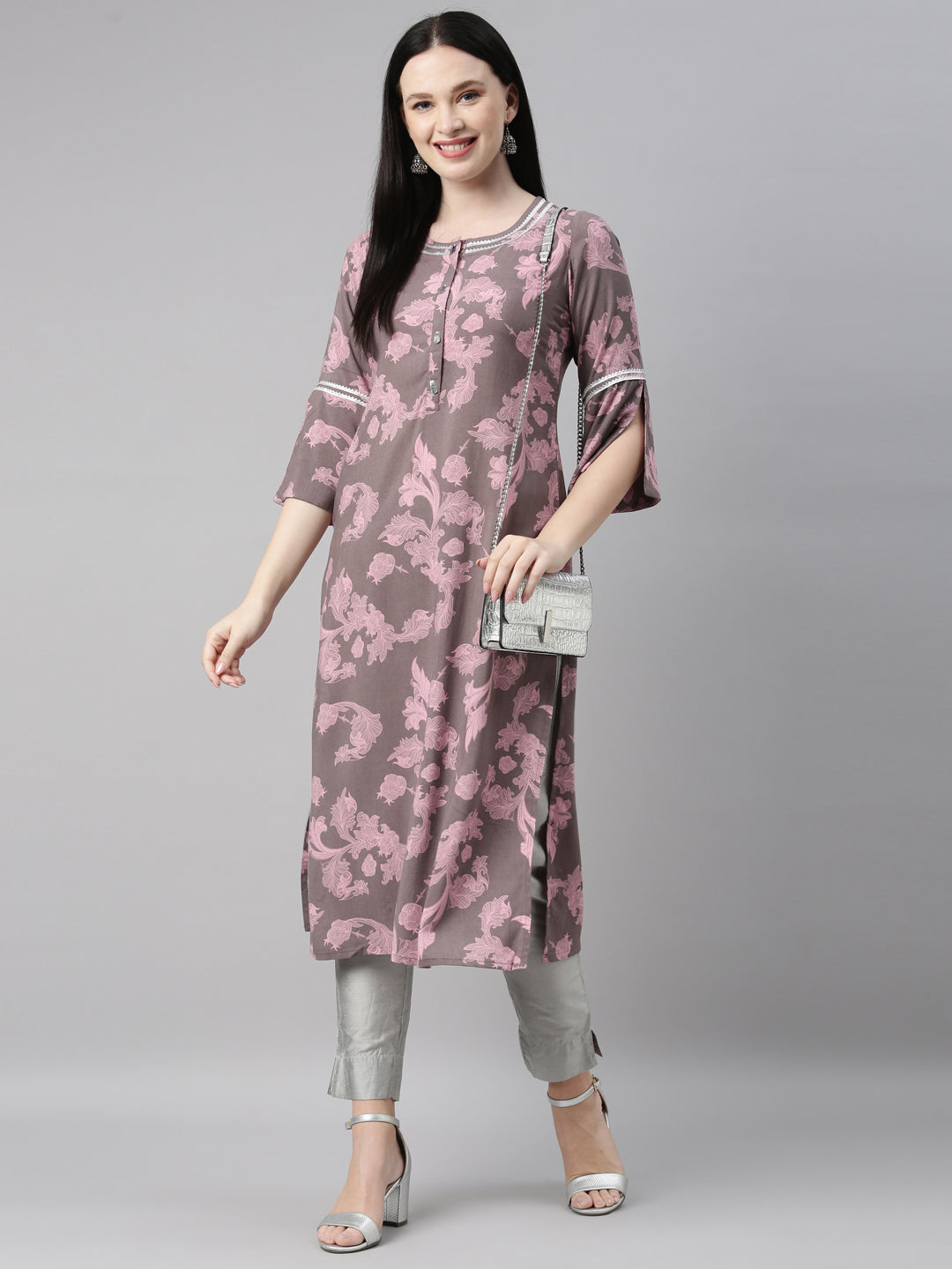 Neerus Mouse Color Rayon Fabric Kurta