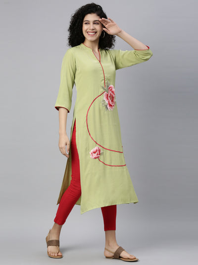 Neeru'S PISTA GREEN color, RAYON fabric Kurta