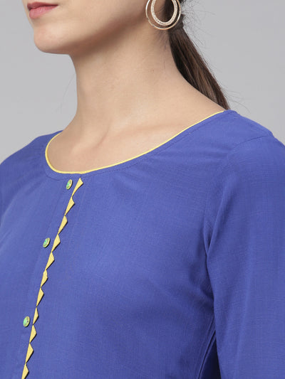 Neeru'S royal blue color, slub rayon fabric kurta