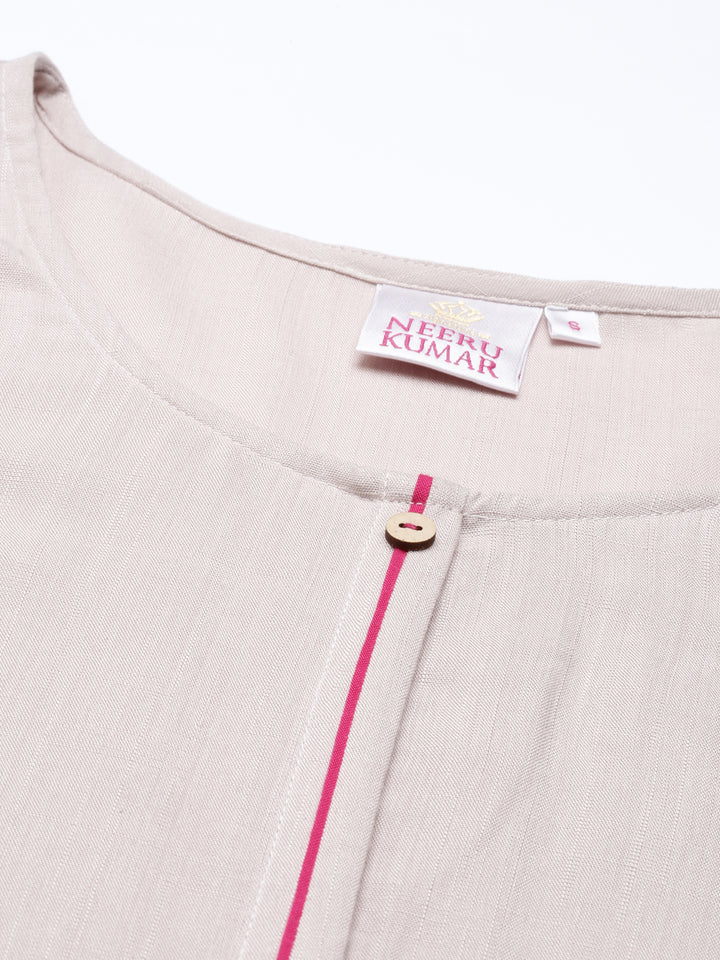 Neerus Beige straight kurti - back view