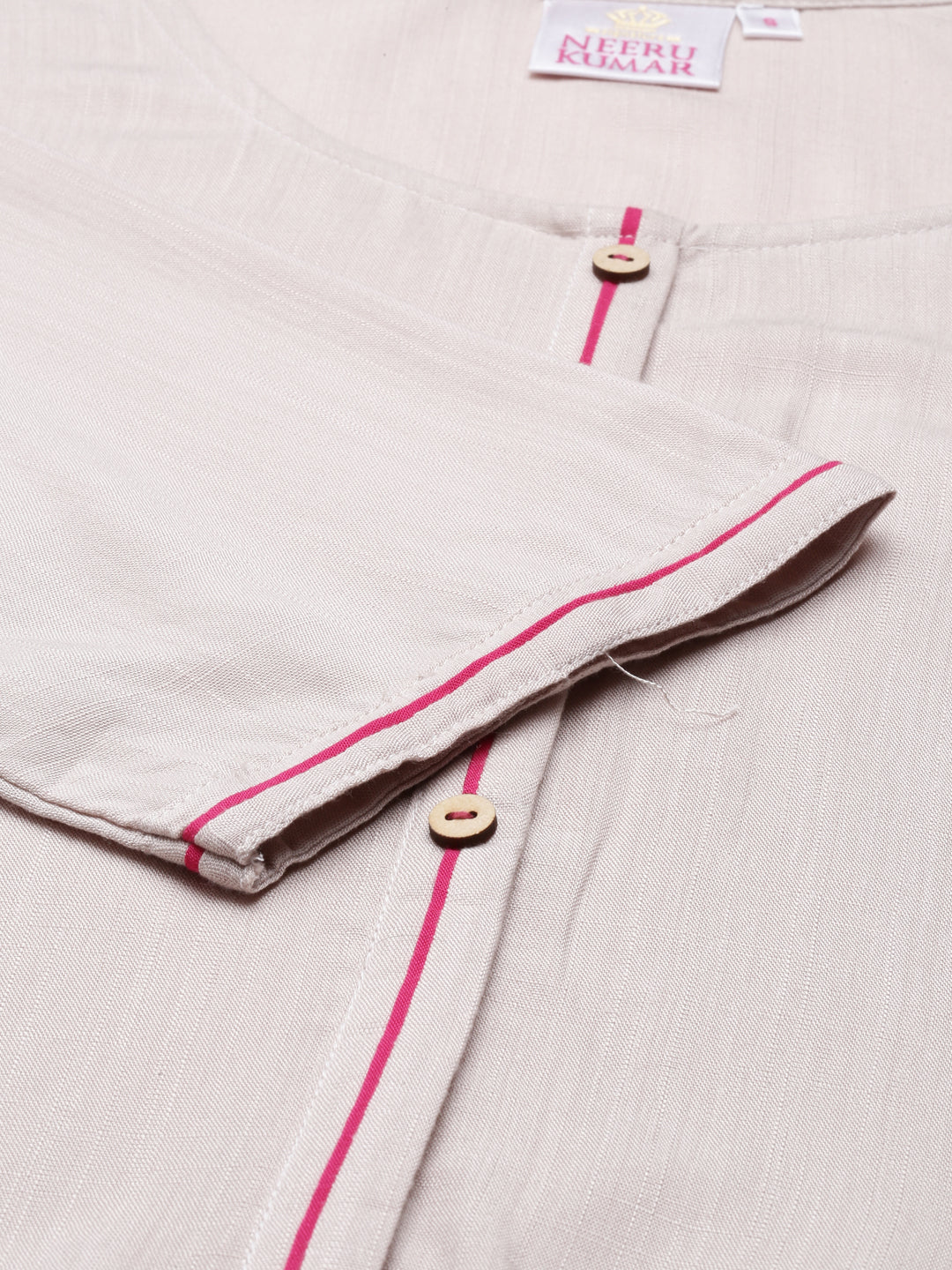 Neerus Beige straight kurti - detail view 4