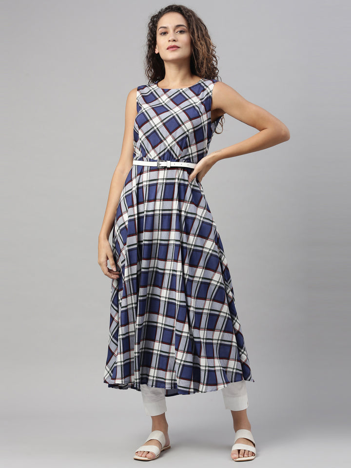 Neerus Blue Color Slub Rayon Fabric Kurta