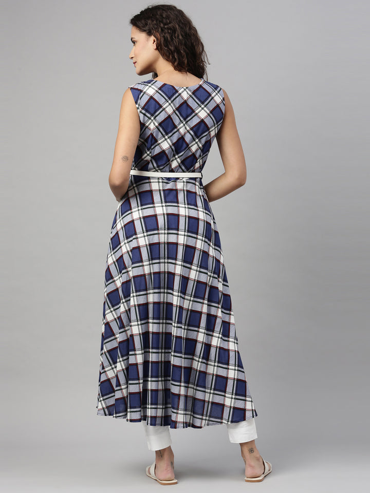 Neerus Blue Color Slub Rayon Fabric Kurta