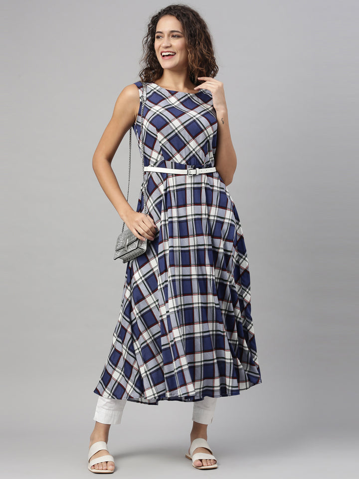 Neerus Blue Color Slub Rayon Fabric Kurta