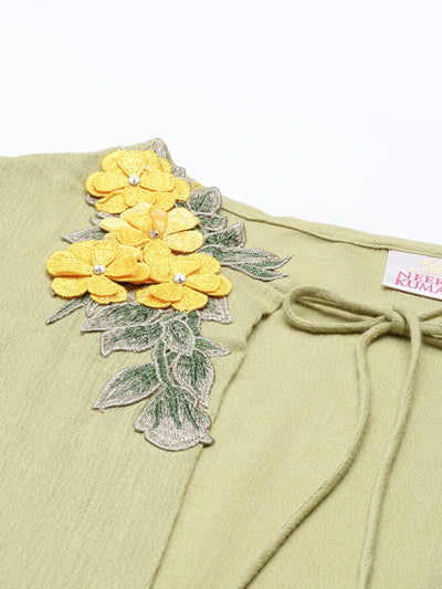 Neeru'S PISTA GREEN color, CHIFFON fabric Kurta