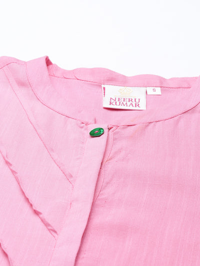 Neeru'S BABY PINK color, SLUB RAYON fabric Kurta