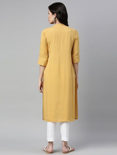 Neeru's Mustard Color Rayon Fabric Kurta
